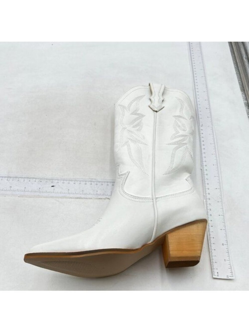 Womens White Ankle Boots Short Cowboy Boot Wide Calf Cowgirl Booties Square Toe